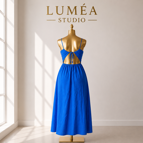 Blue cut out maxi dress