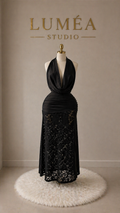 Noir Halter Lace Gown